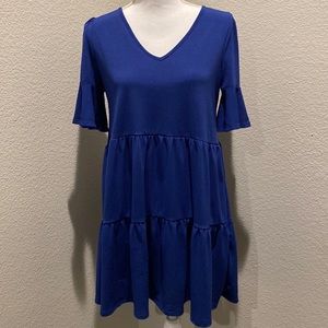 Royal Blue Ruffle Sleeve Maternity Dress